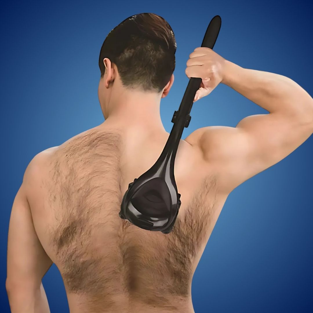 KlingenMax Eksklusiv Rygbarberer til Mænd – Rygbehåring – Langt Greb – 2 Klinger – Smertefri – Ergonomisk – Pleje