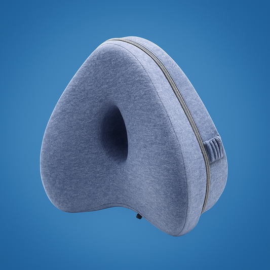 KnieTraum Eksklusiv | Ortopædisk knæpude – Sidesovende – Iskias-lindring – Åndbar memory-skum