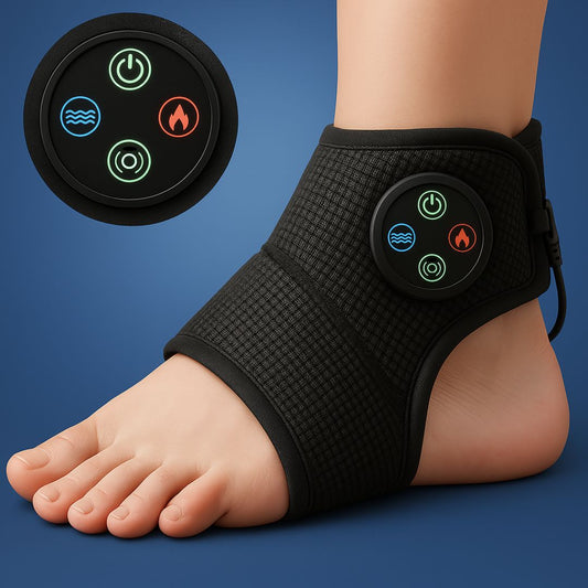 ReliefFlex Eksklusiv | Elektrisk fodmassageapparat – Justerbar bandage til smertelindring & muskelafslapning ved ankel